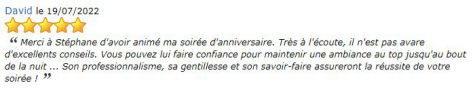 avis prestation DJ Stancamax cliquez pour agrandir l&lsquo;avis PRESTATION CHATEAU BOOULAY MORIN 27