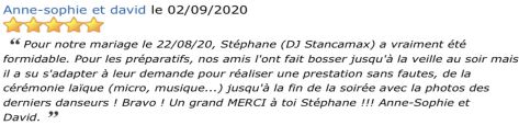 AVIS PRESTATION DJ STANCAMAX CHATEAU DE LA PETITE HAYE